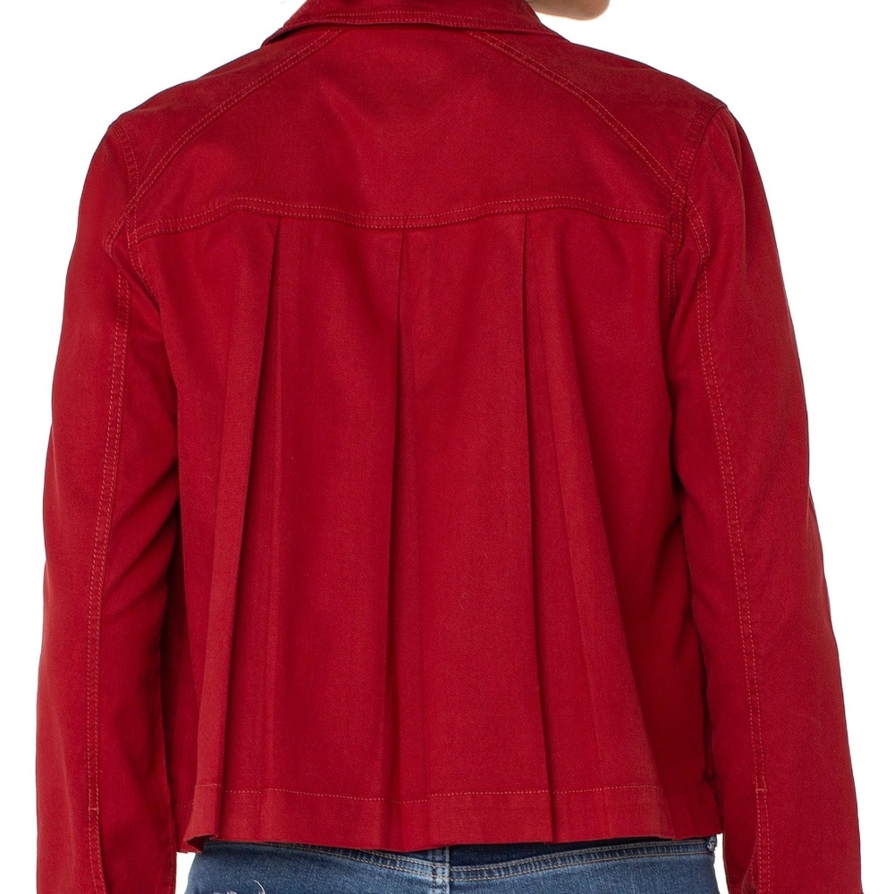 LIVERPOOL PLEAT BACK CROP JACKET Size SS / MAROON BERRY